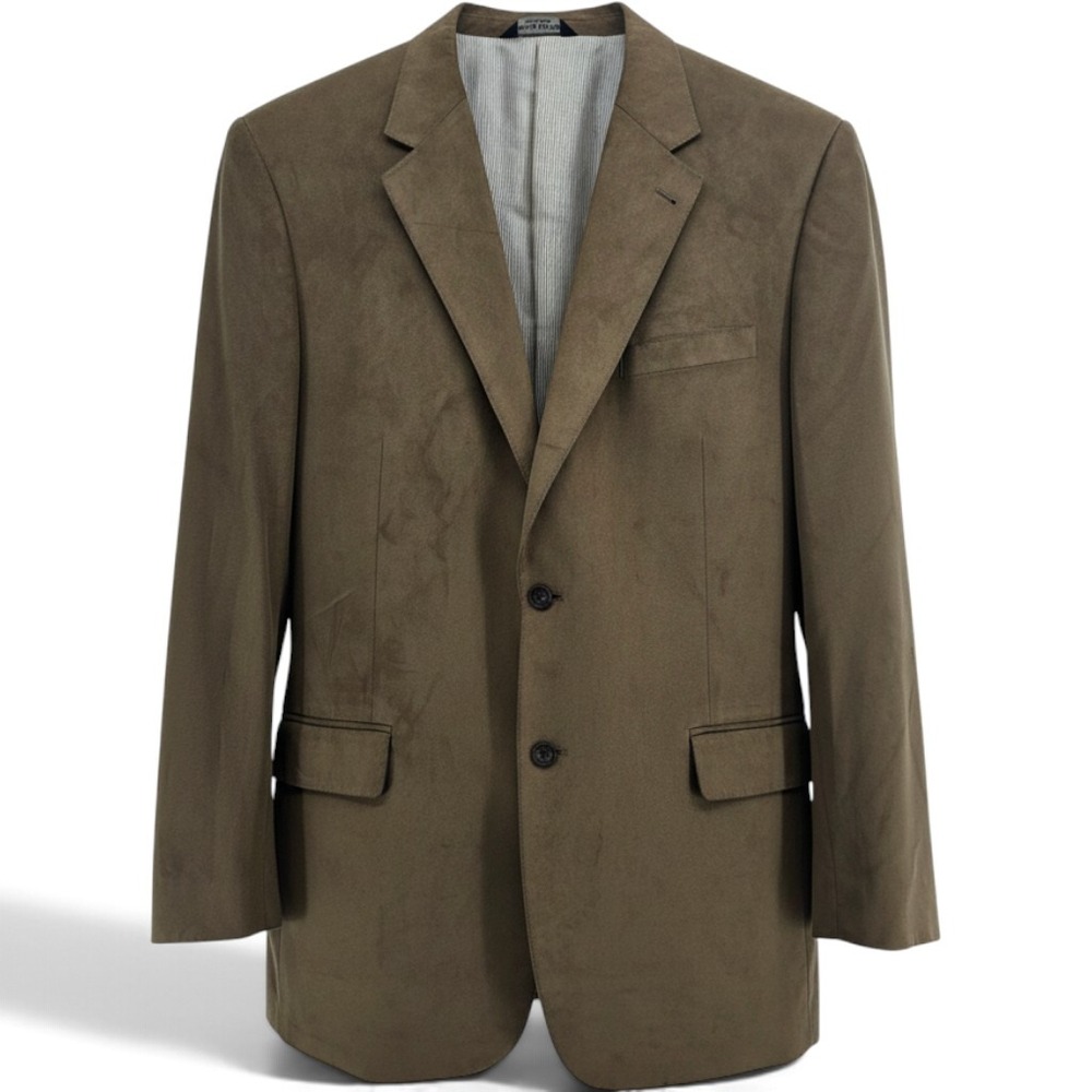 Jos. A. Bank Sport Coat Mens 46L Faux Suede Brown Two Button Blazer EUC